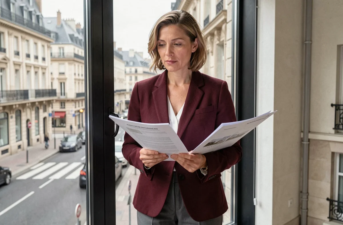 Une responsable de l'Agence d'Armorique analysant des documents de gestion de copropriété