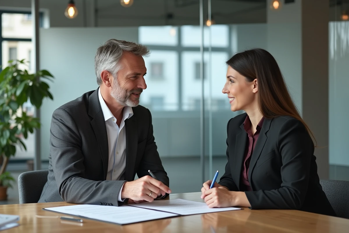 Conseiller immobilier de l'agence Dumoulin 87 en consultation avec un client pour un projet immobilier à Limoges