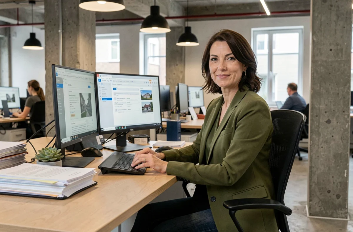 Une gestionnaire de DLJ Gestion travaillant sur un logiciel de gestion de copropriété