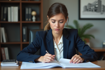 Femme d affaires en réunion dans un bureau moderne