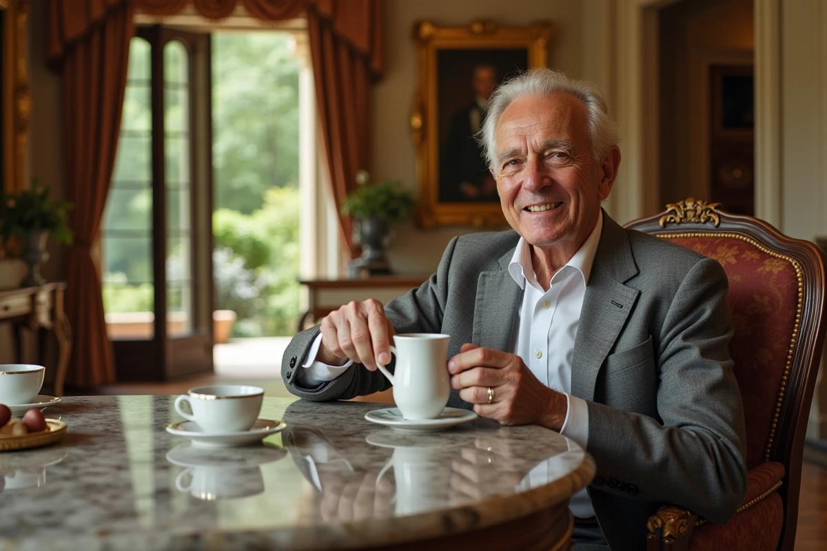 Homme âgé dans le salon de Villa Leopolda