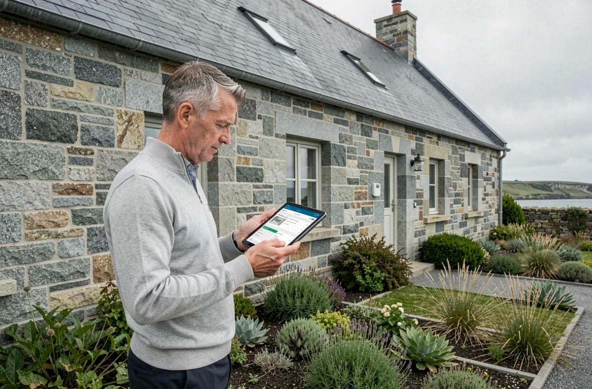 Un professionnel de Keredes Gestion Immobilière inspectant une copropriété bretonne