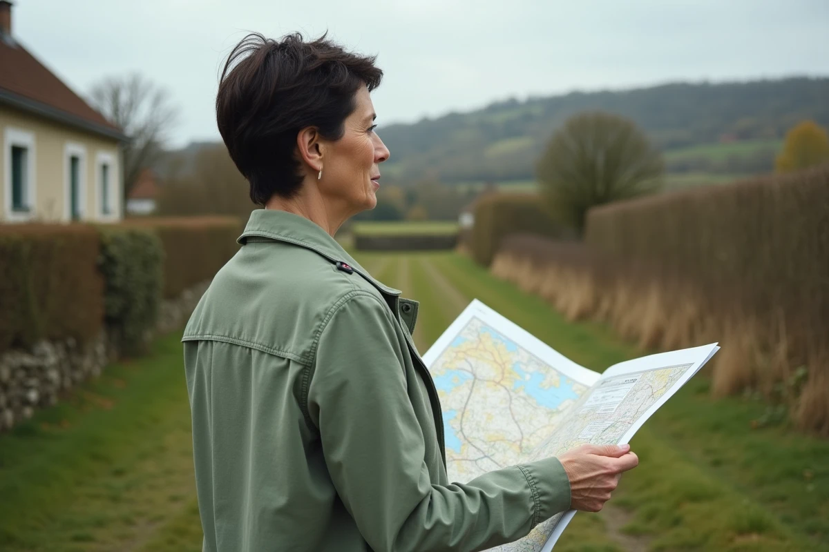 Propriétaire examinant un plan cadastral imprimé sur son terrain pour comprendre les données ERRIAL