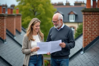 Voisins discutant d'un accord de copropriete sur le toit